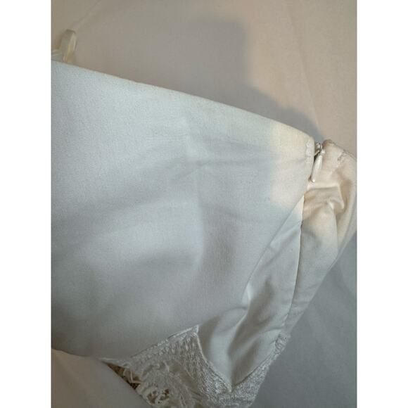 Boston Proper White Poplin Lace Strapless Maxi Dress Size 10 - Picture 9 of 11